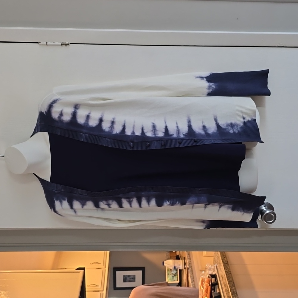 Ecru Tie Dyed Cardigan Sweater